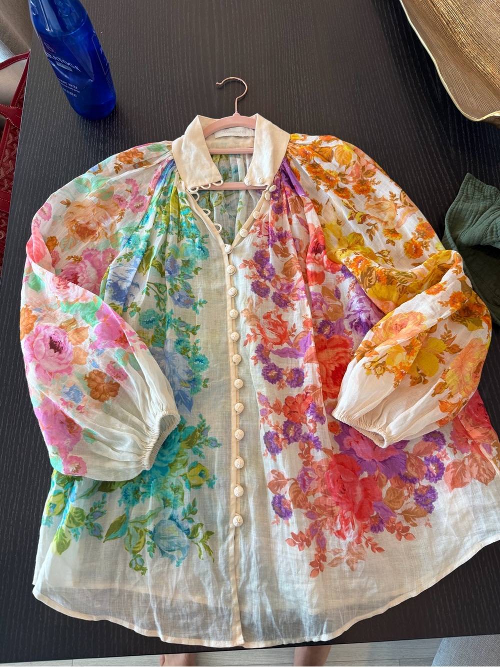 Zimmermann Floral Button-Front Blouse in Multicolor